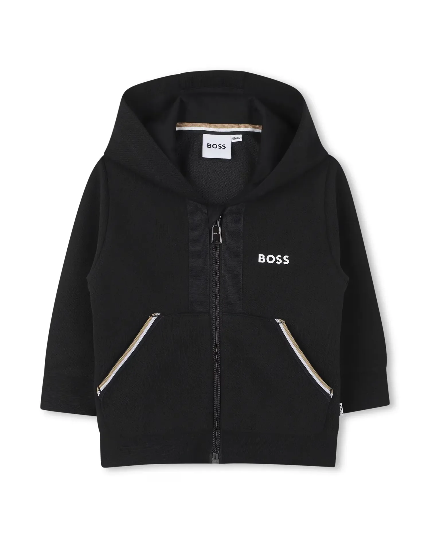 Комплект для мальчика с длинным рукавом из однотонного хлопка BOSS Kidswear, черный