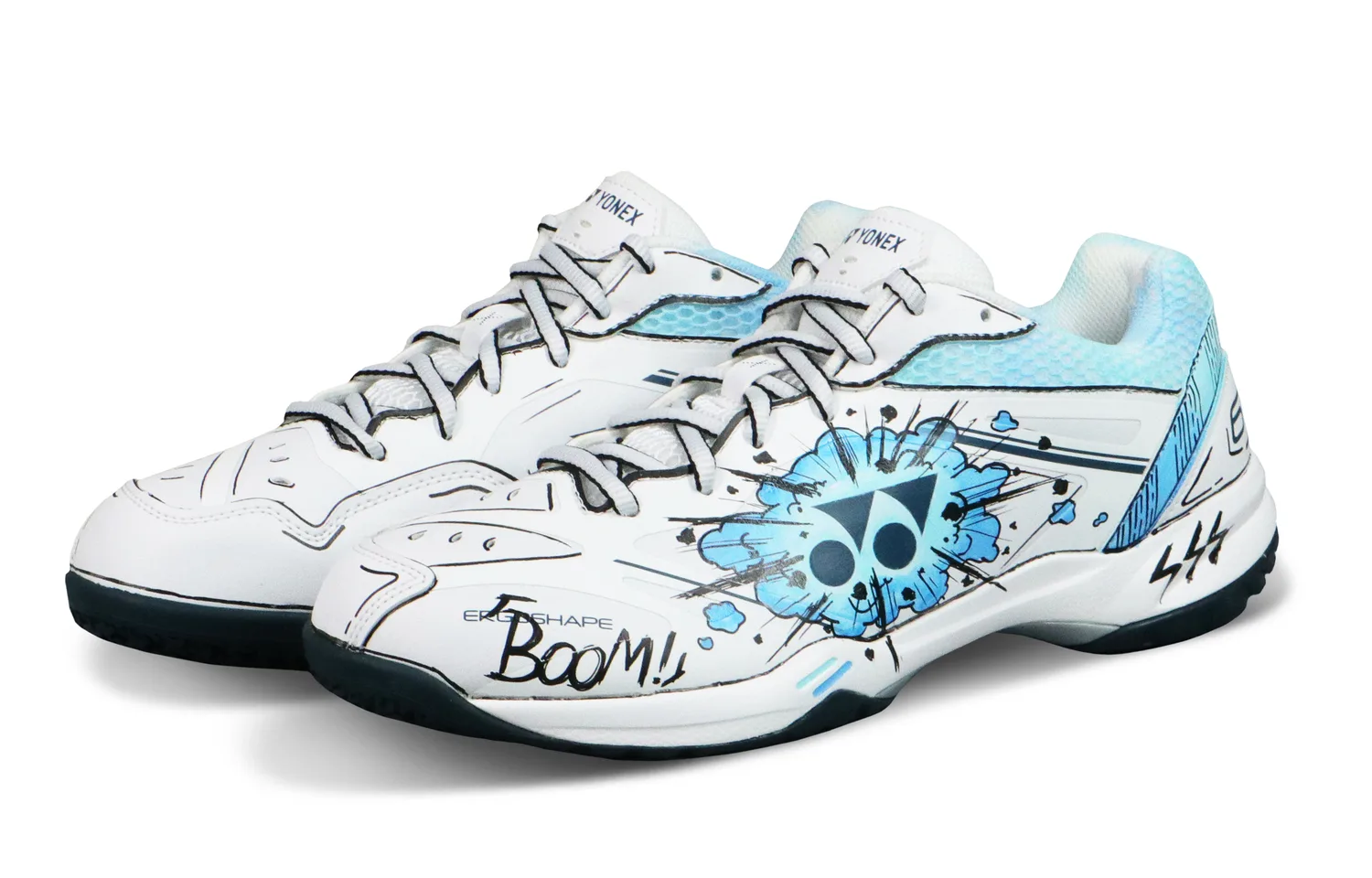 Кроссовки для бадминтона POWER CUSHION 65 с противоскользящей амортизацией YONEX, белый — фото 4