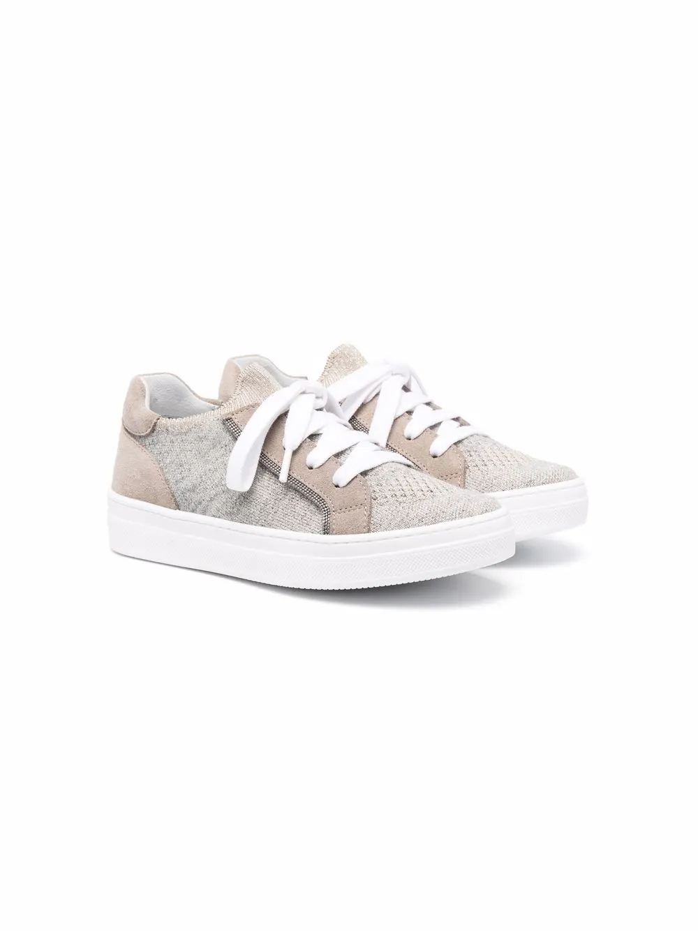 

Кроссовки на шнуровке Brunello Cucinelli Kids, нейтральный