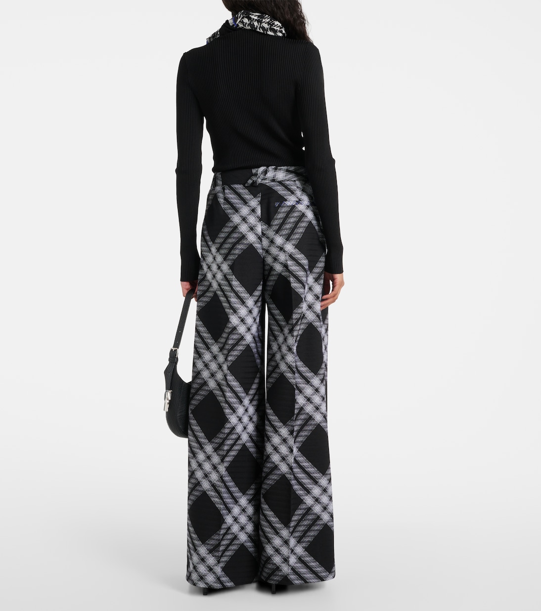 Брюки Burberry, женские, черно-белый клетка, черный — фото 3