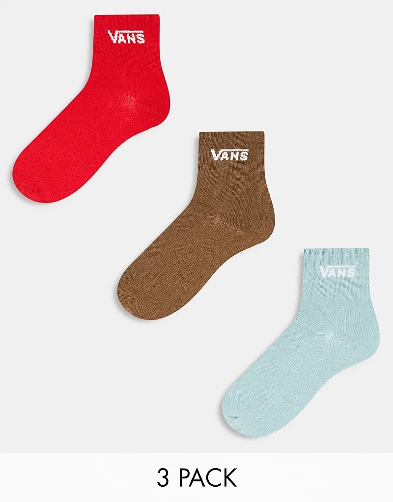 

3 пары классических носков в красном, коричневом и сером цвете Vans