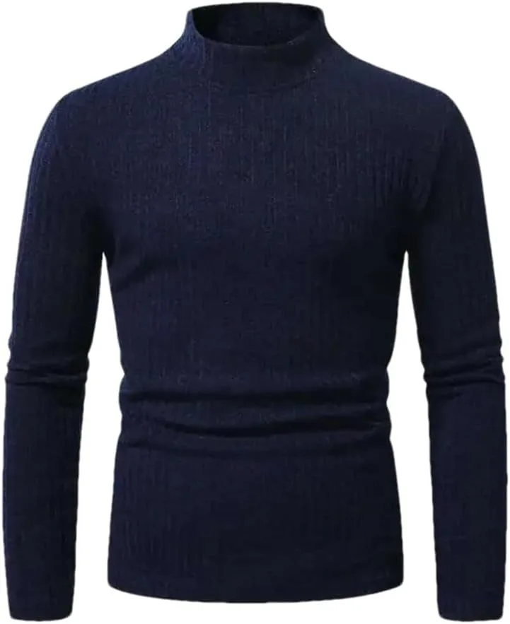 Мужской свитер-пуловер Y2k Korean Slim Fit с длинными рукавами и высоким воротником