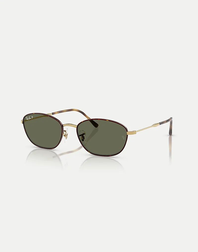 

Солнцезащитные очки Ray-Ban Irregular с поляризованными линзами зеленого цвета в цвете «гавана» на золотом фоне