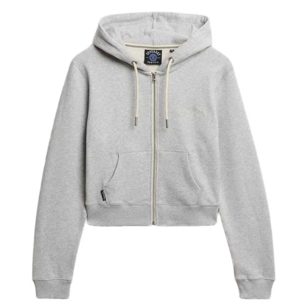 

Толстовка Superdry Essential Logo Cropped full zip, серый