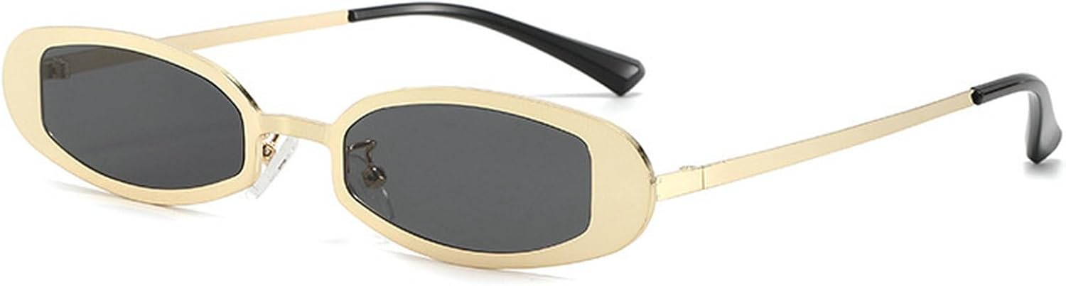 

Ретро-солнцезащитные очки прямоугольной формы для женщин и мужчин в стиле 90-х, маленькая металлическая оправа, овальная форма, защита от ультрафиолета UV400 mincl, C1