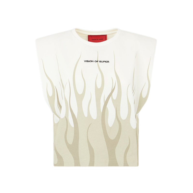 

Топ с принтом пламени и мягкими плечами Vision Of Super, белый