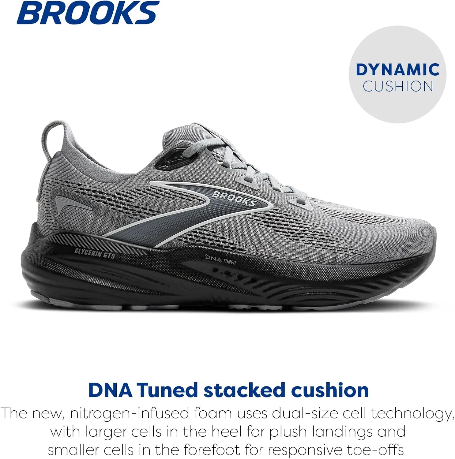 Мужские нейтральные беговые кроссовки Brooks Glycerin 22, Primer Gray Ebony Bluewash — фото 2