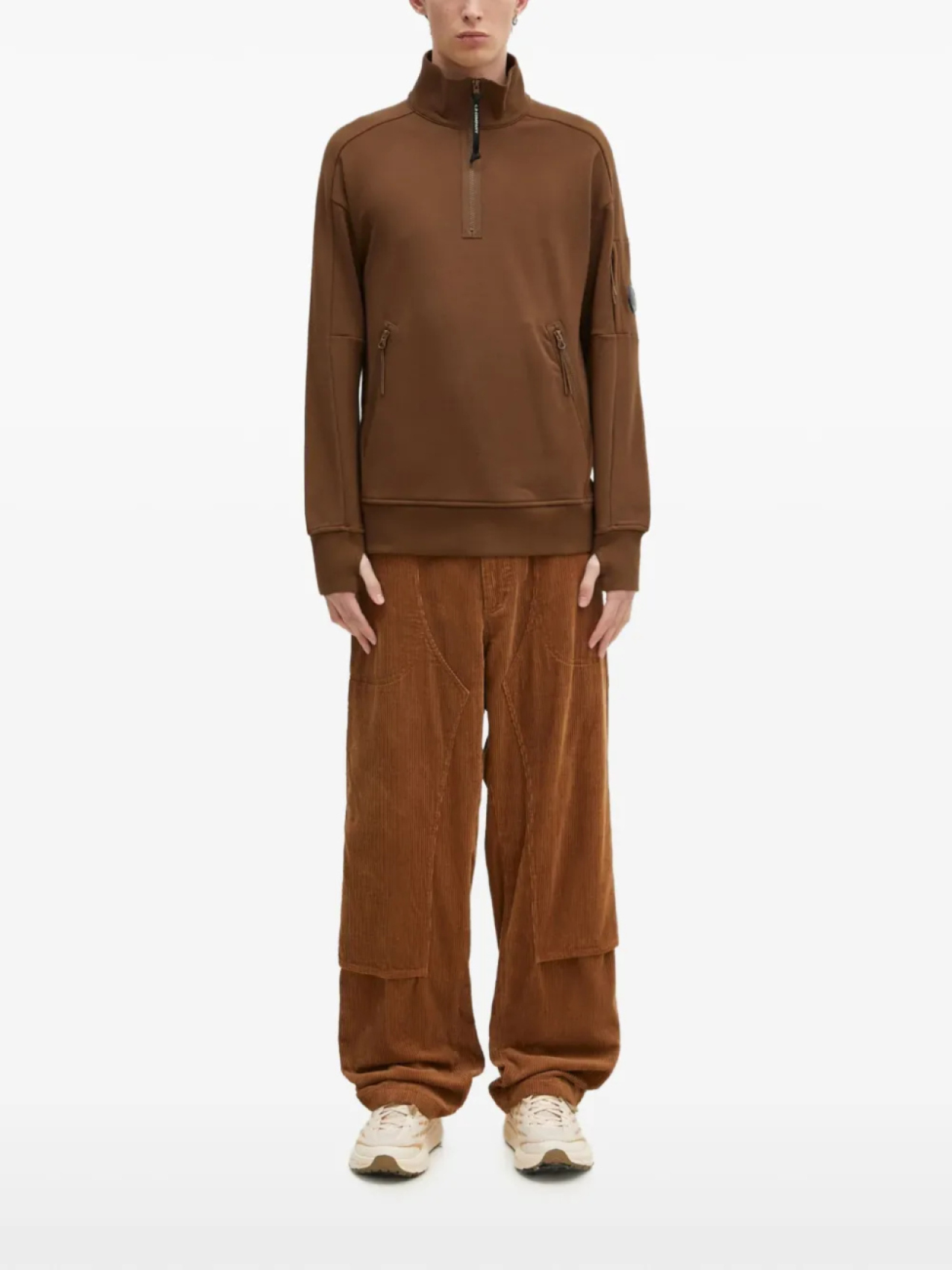 

Толстовка CP Company с карманом-молнией на половину длины C.P. Company, коричневый