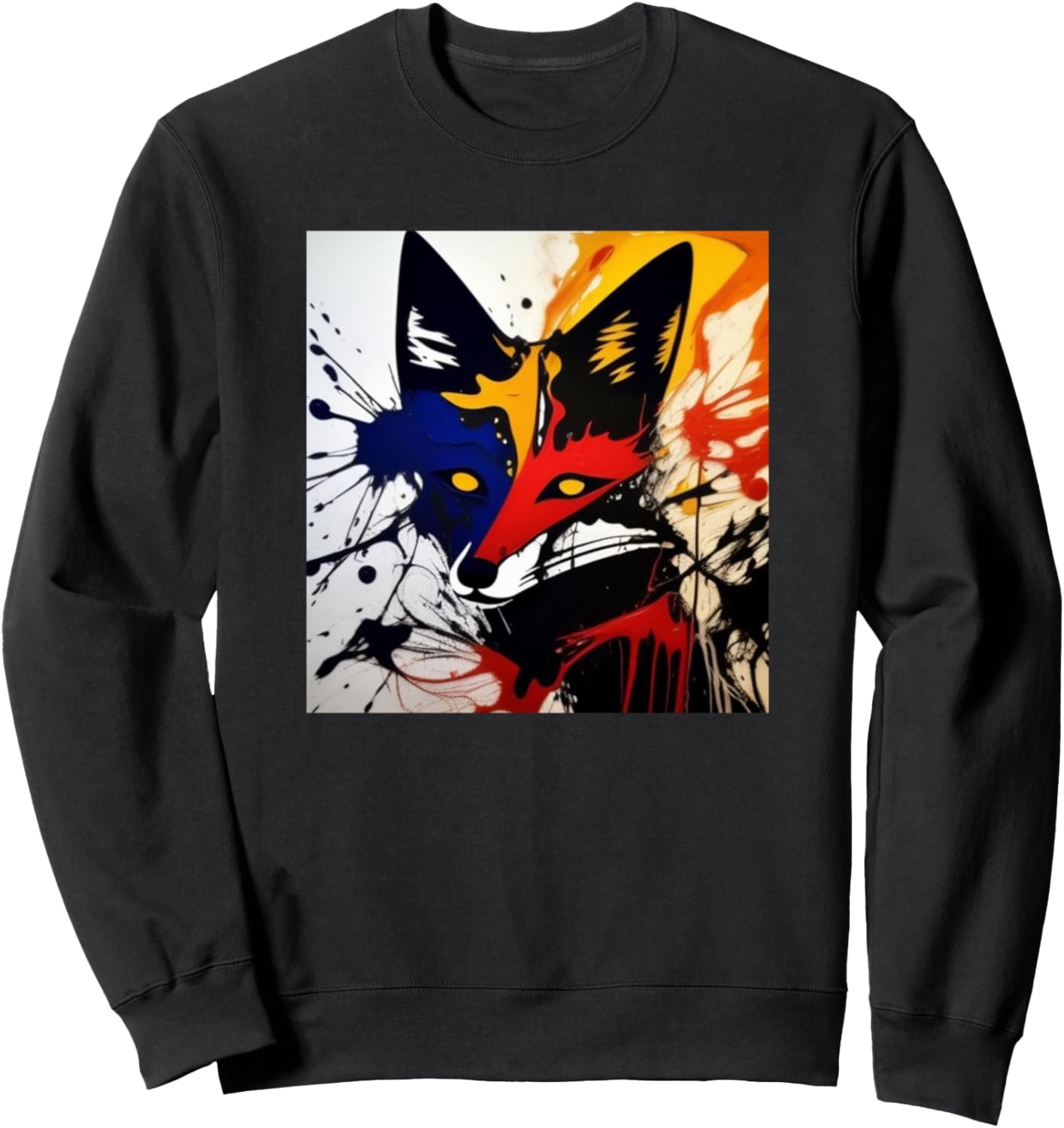 

Экспрессионистское искусство с силуэтом лисы. Толстовка для любителей лис Foxes Sly Animals Women Girls Kids - Men Boys Gift, черный