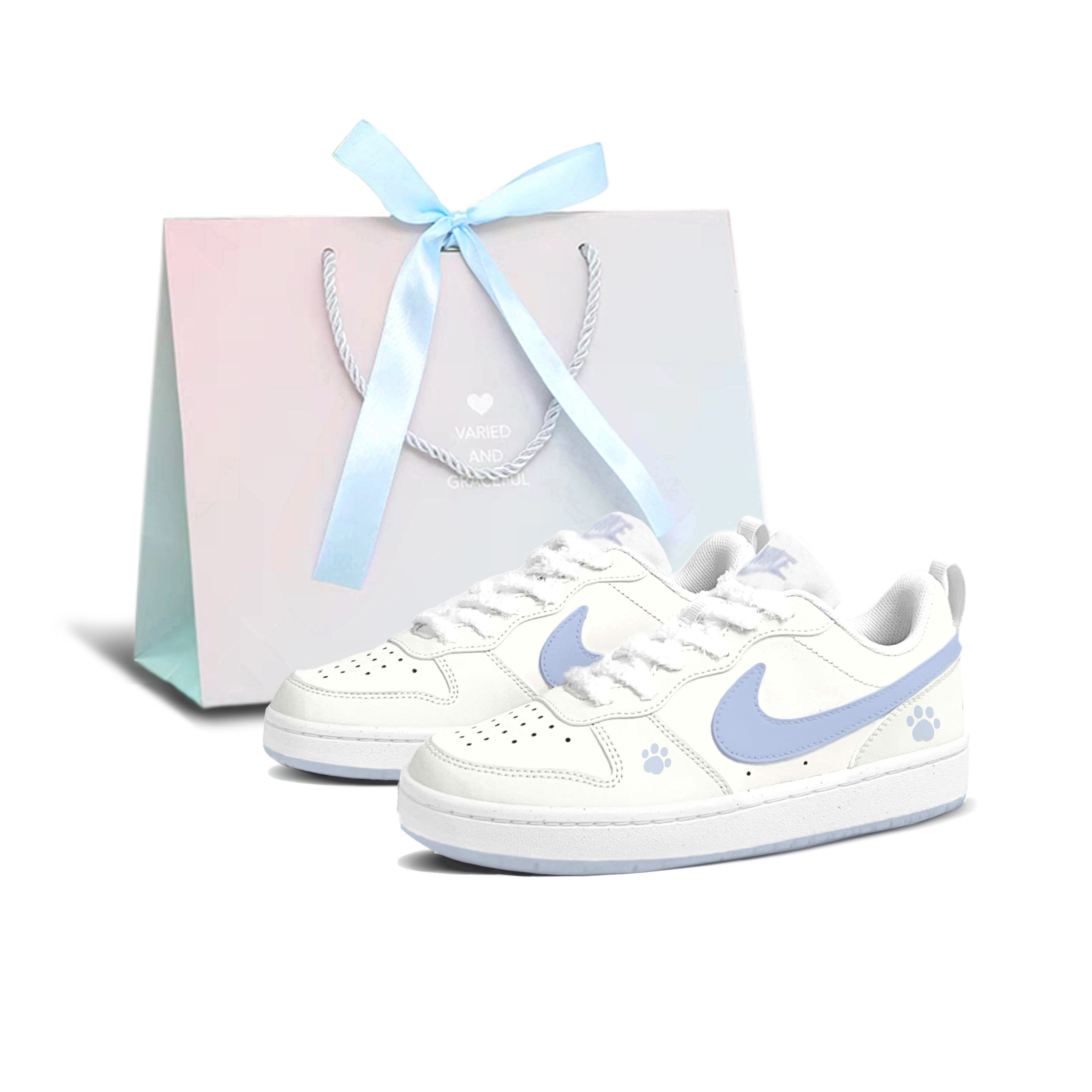 

Детские скейтерские кроссовки Court Borough для младших школьников Nike, белый/синий