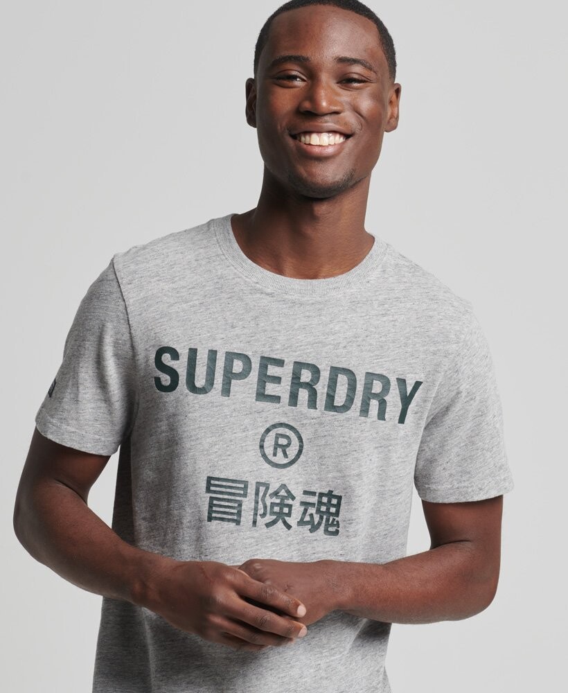 

Меланжевая футболка с логотипом vintage corporation Superdry, серый