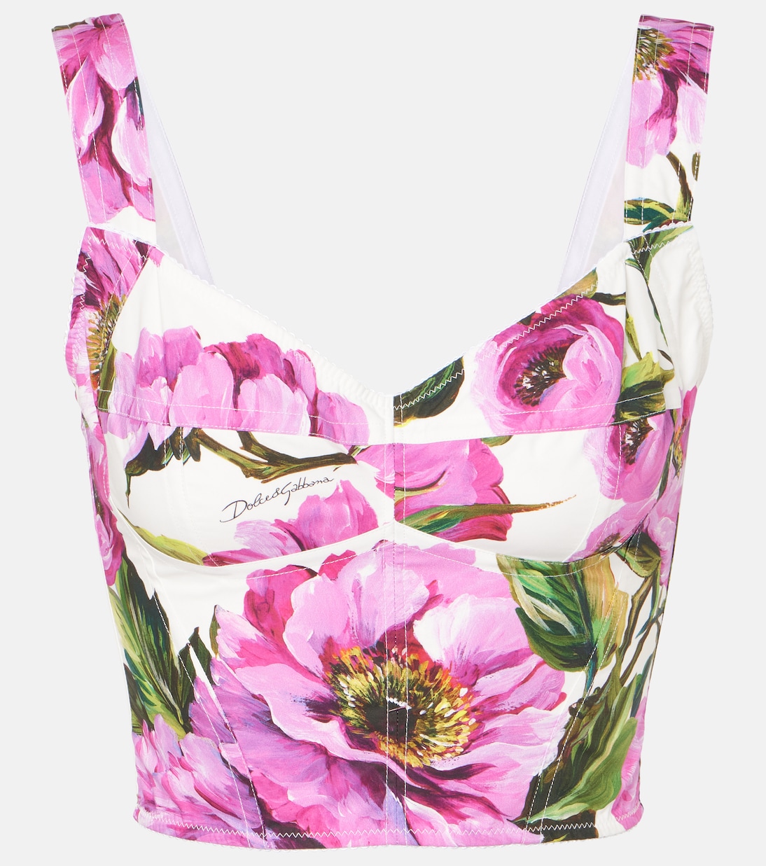 

Бюстье из смесового хлопка с цветочным принтом Dolce&Gabbana, Peonie Fuxia F.Bco
