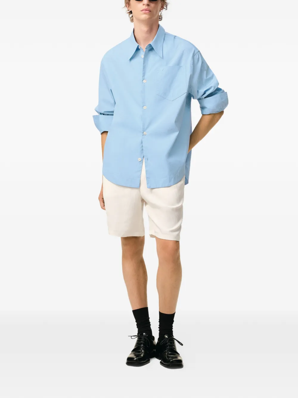 Рубашка с нагрудным карманом и длинными рукавами Ami Paris, синий — фото 2