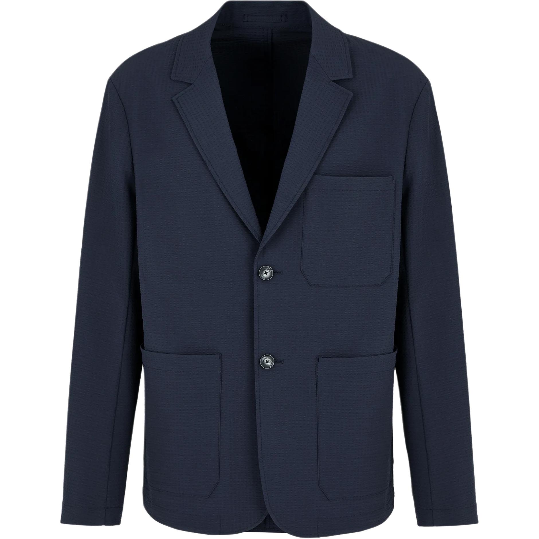 

EMPORIO ARMANI Однобортный пиджак из технической ткани пике, Blue