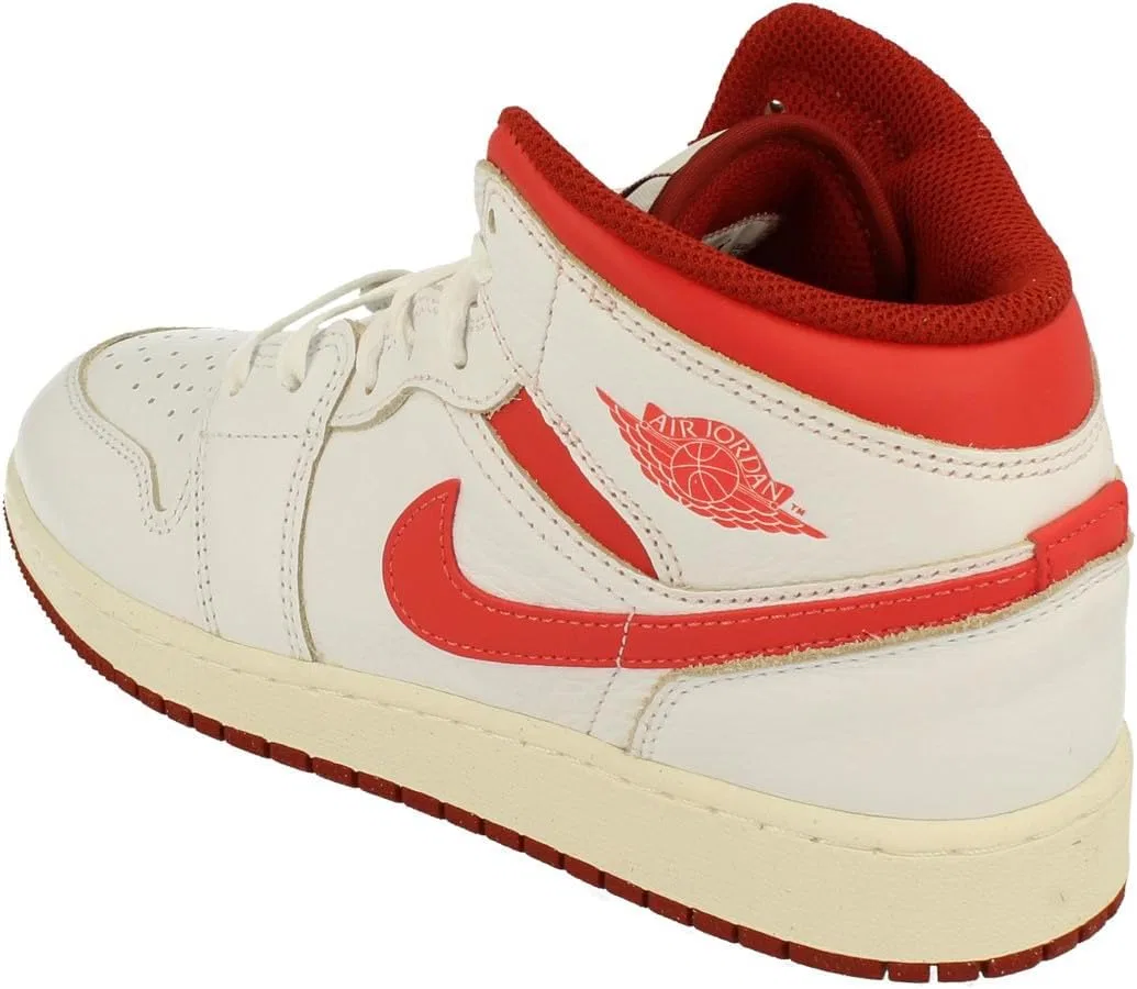 Кроссовки Nike Air Jordan 1 Mid Se, White/Lobster/Dune Red/Sail/White — фото 2