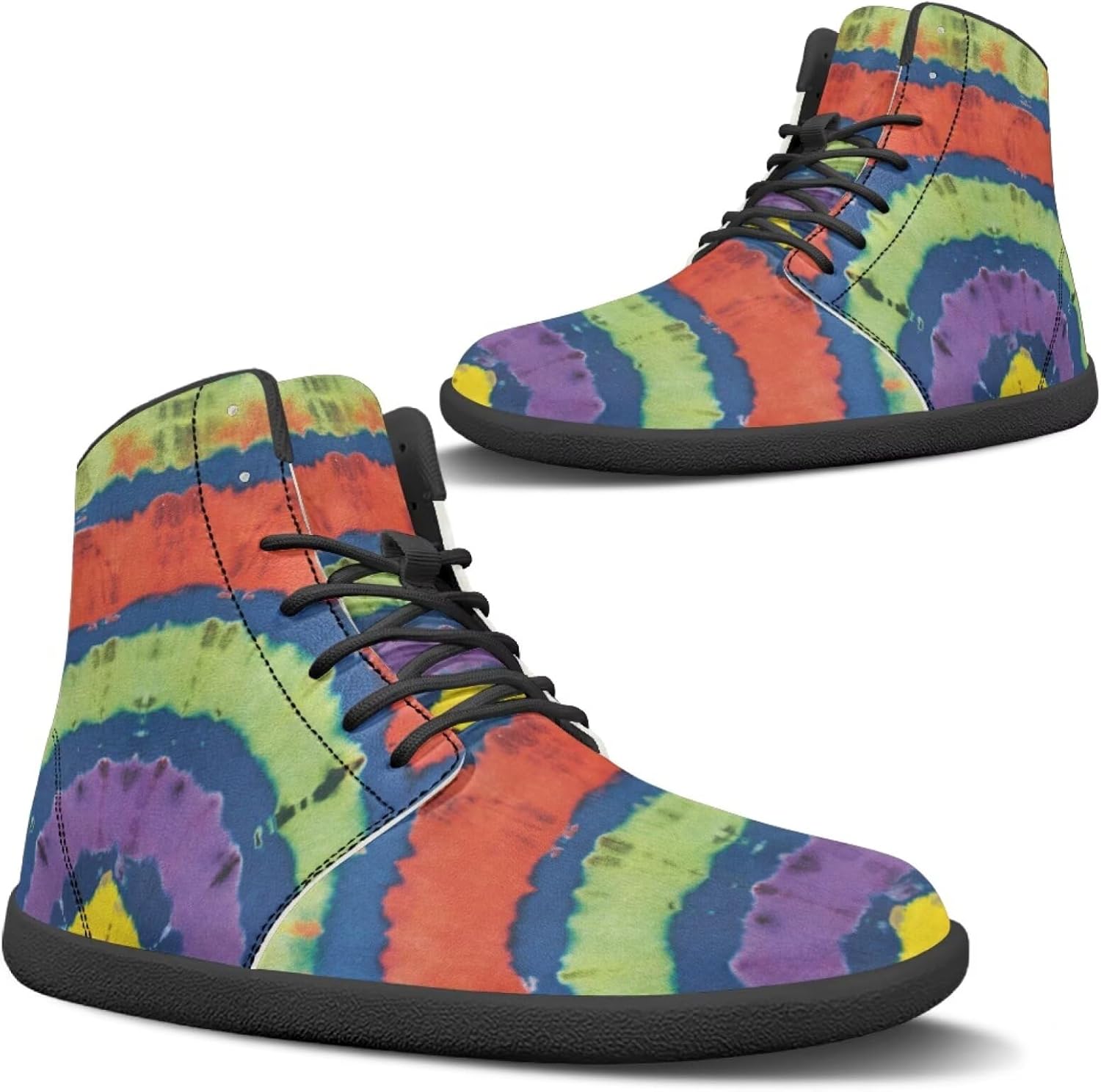 

Кроссовки Binienty для бега, унисекс, высокие, босоножки, классические шнуровкой, для мужчин и женщин, для спортзала, работы и на открытом воздухе, Rainbow Tie-dye