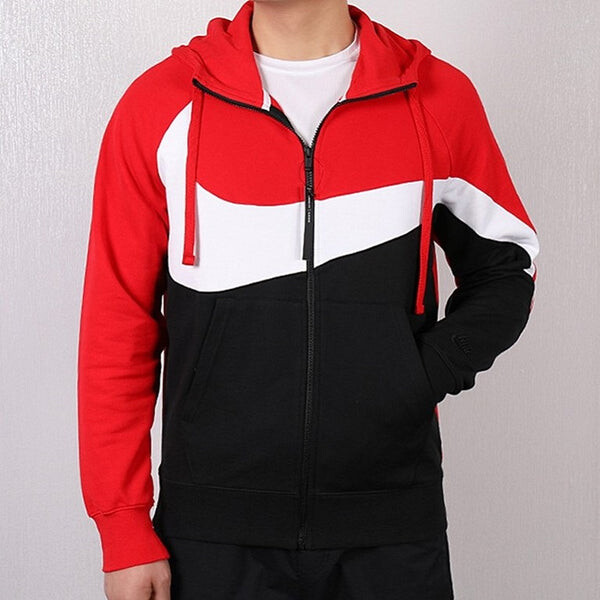Толстовка Nike Men's Jacket Hooded Long Sleeve Color Block Casual Jacket, красный — фото 3