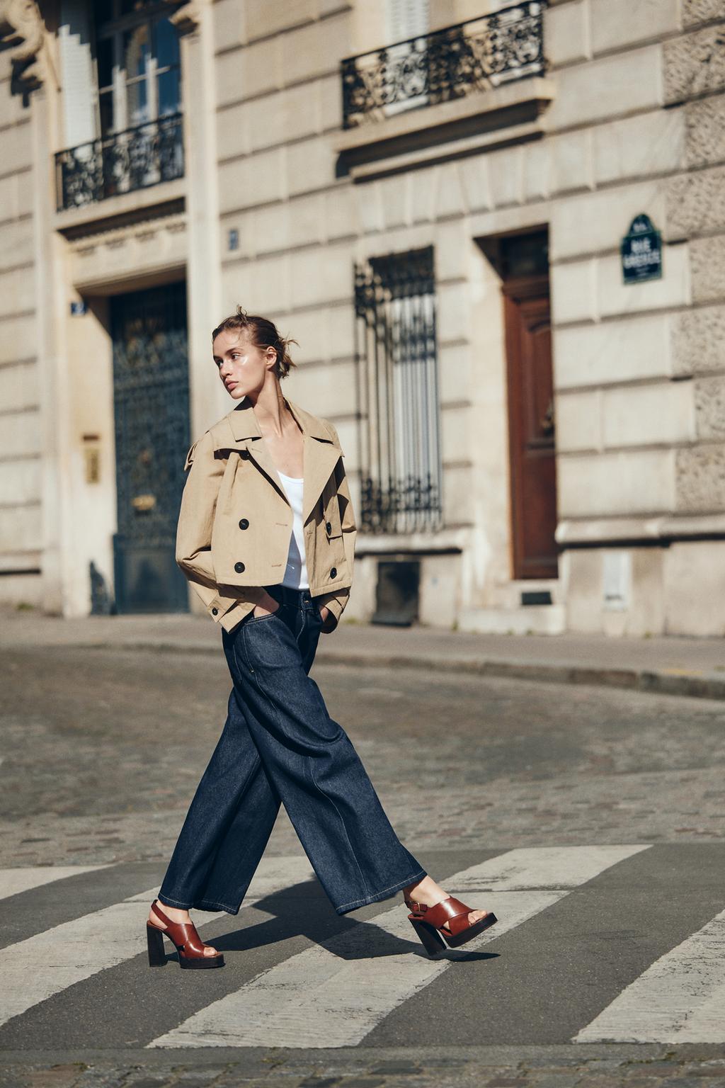 

Z1975 прямые джинсы с высокой талией ZARA, синий