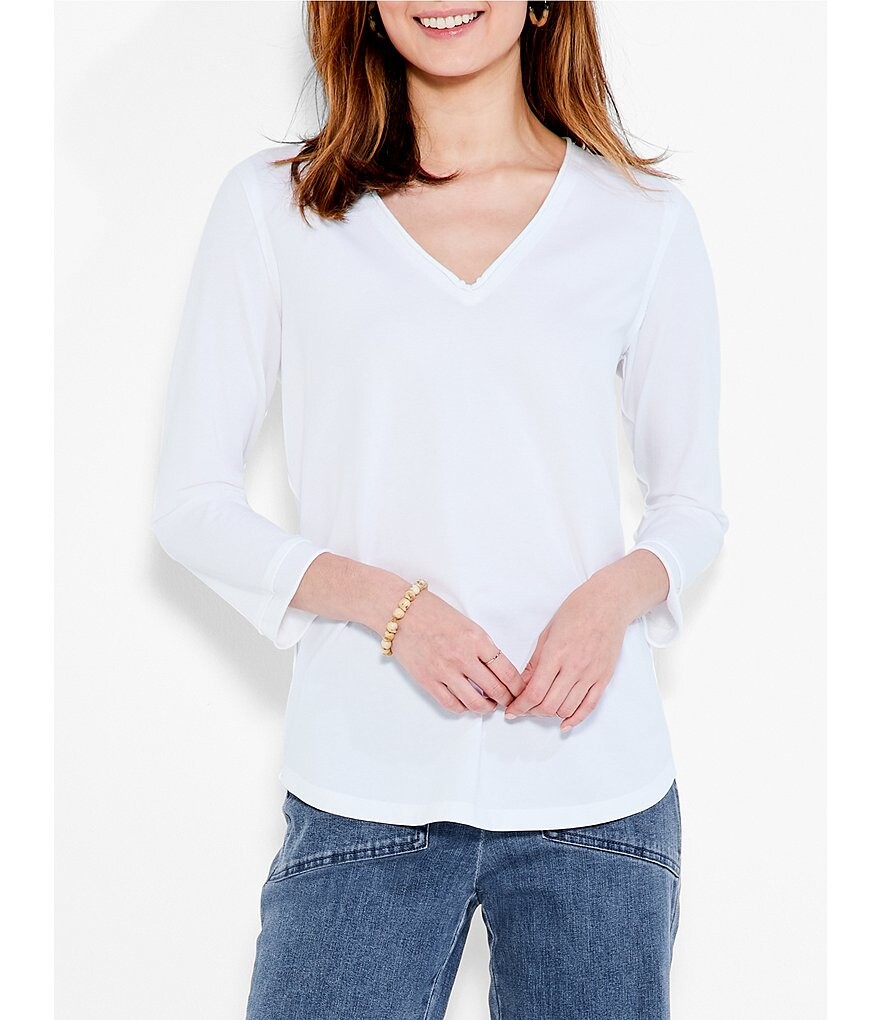 

NIC + ZOE Perfect Knit футболка с v-образным вырезом и рукавами 3/4, белый