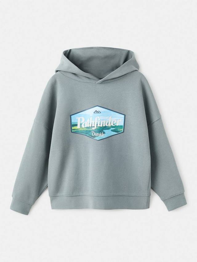 

Детская толстовка Outsider с хлопковым принтом Mango, Green