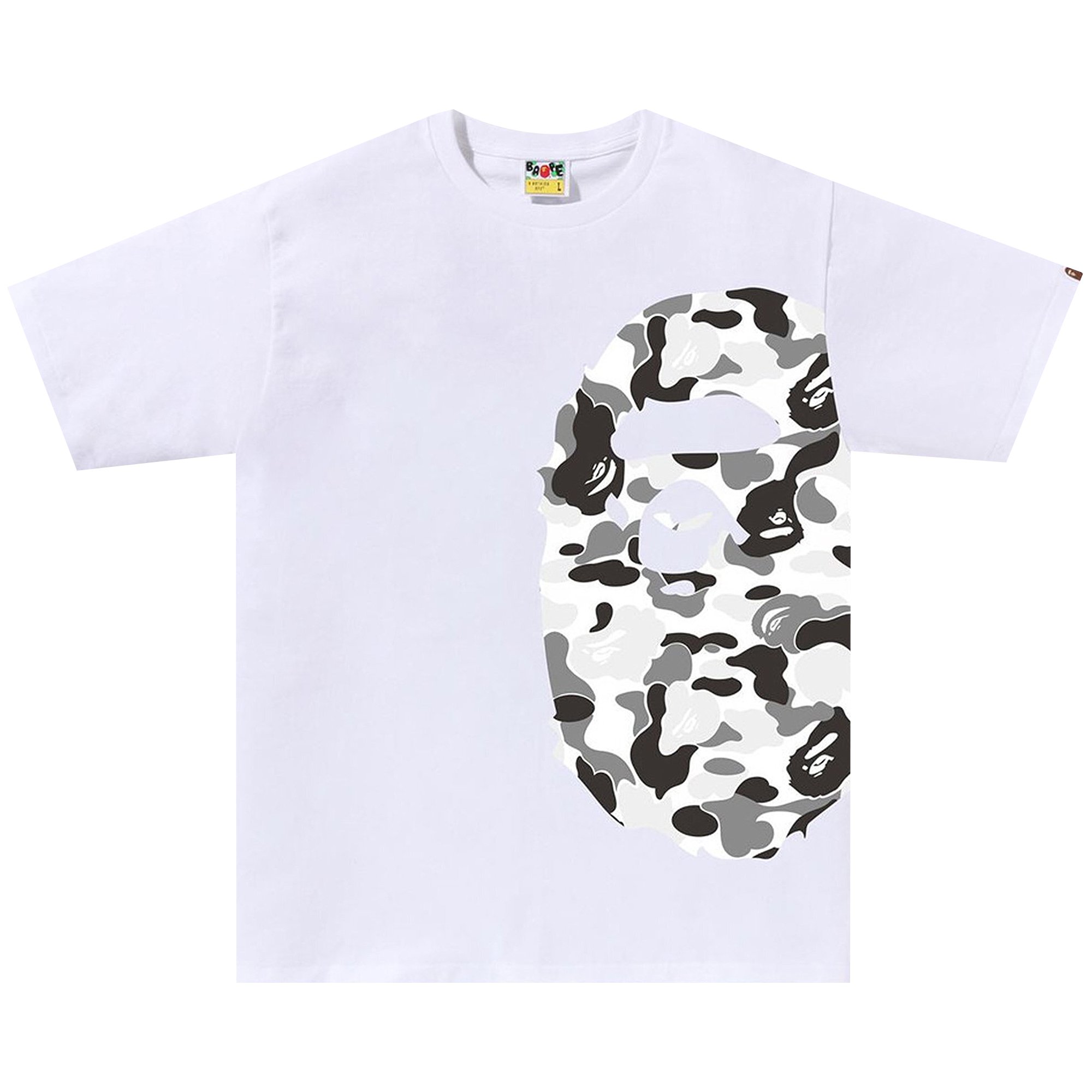 

BAPE ABC Камуфляжная футболка с изображением головы большой обезьяны, цвет Белый/Серый