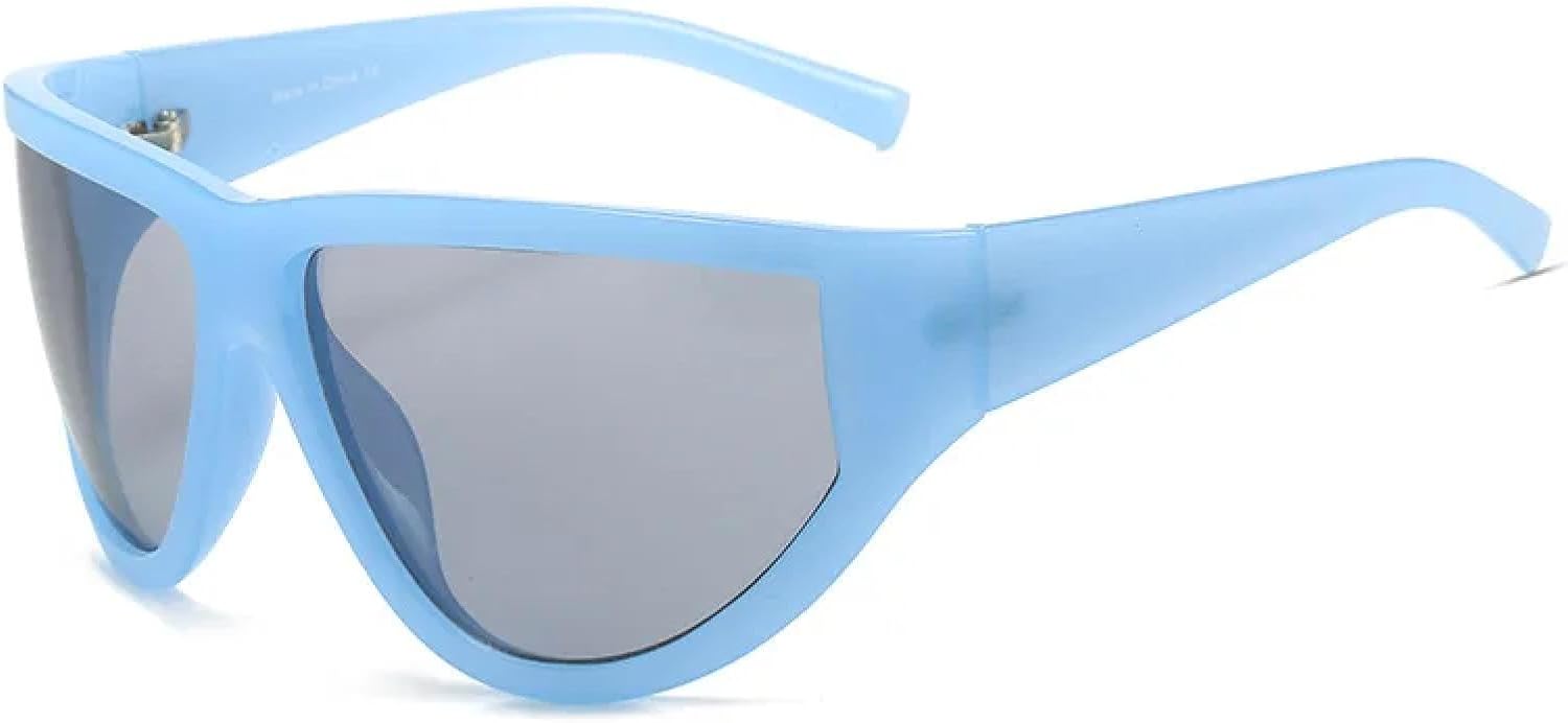 

Спортивные солнцезащитные очки для женщин, уникальные, большие, в стиле панк, модные солнцезащитные очки для мужчин, хип-хоп, с защитой от УФ-излучения UV400 TKKTLLT, Blue Gray