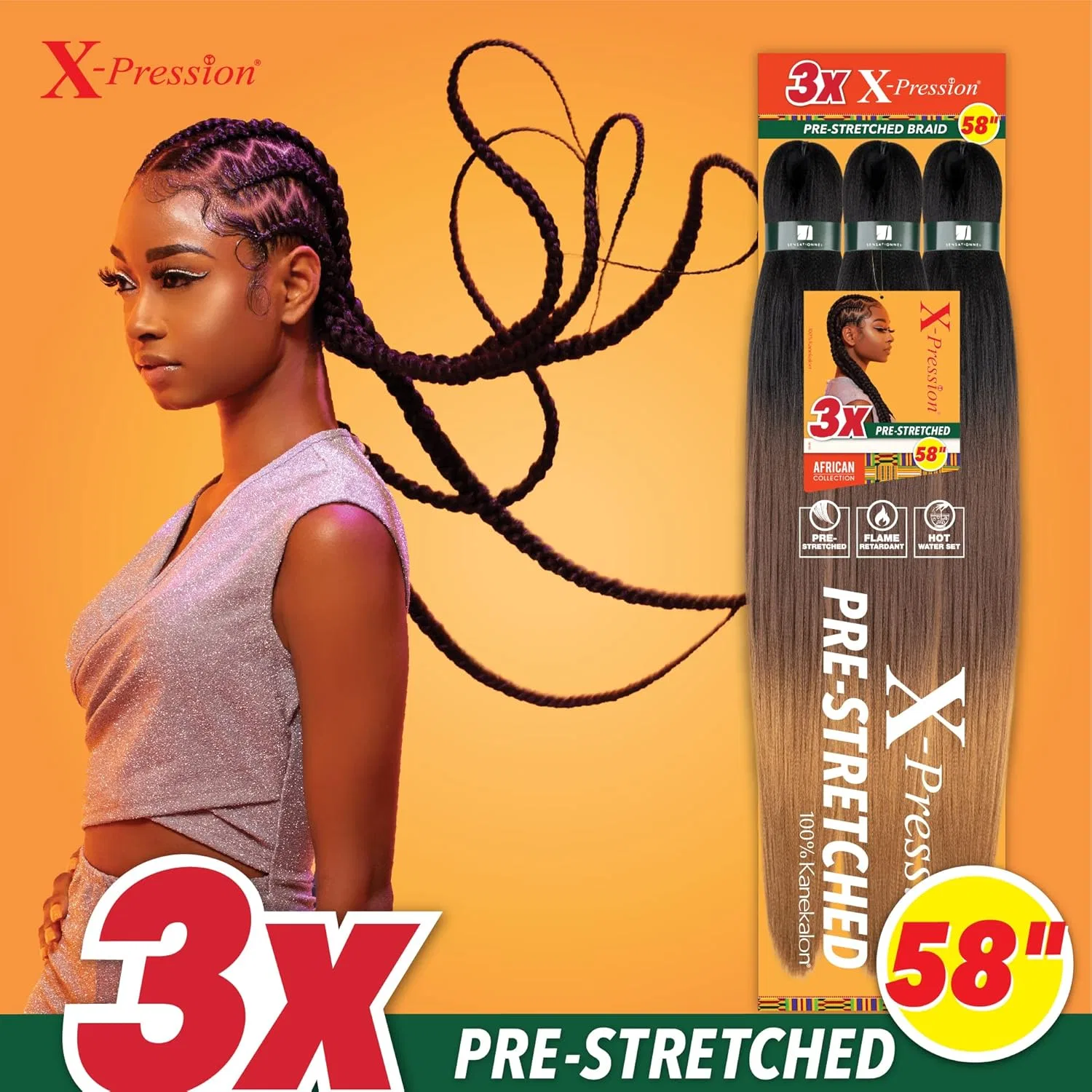 Искусственные волосы для плетения «X-pression Pre Stretched» от Sensationnel Sensationnel — фото 3