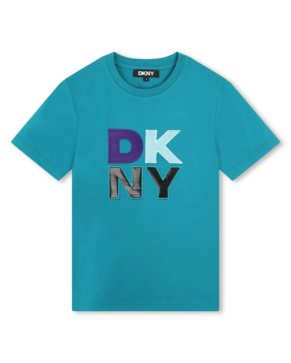 

Синяя хлопковая футболка для мальчика DKNY, индиго/синий