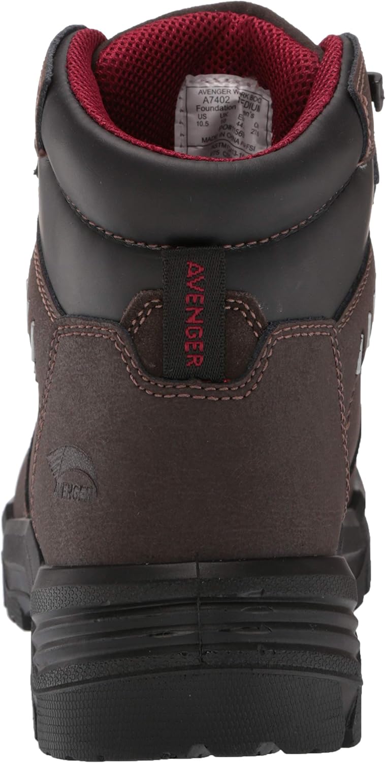 Ботинки Avenger для мужчин A7402 Foundation Met 6 с углеродным носком, водонепроницаемые Avenger Work Boots, коричневый — фото 3