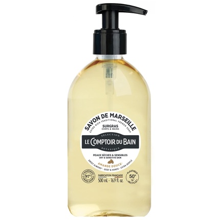 

Марсельское мыло, супержирное, сладкий миндаль, 500 мл Le Comptoir Du Bain