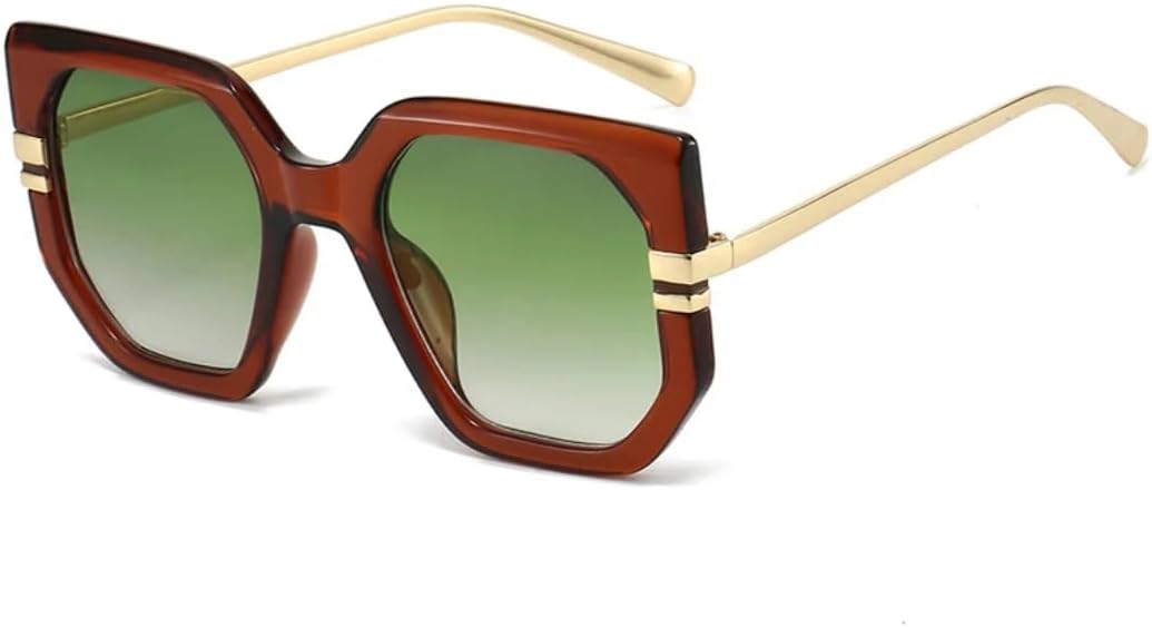 

Солнцезащитные очки Polygon для женщин, солнцезащитные очки UV400 в стиле ретро, ​​прозрачные линзы с градиентом Ocean, для мужчин, модный леопардовый принт VVTWSSW, Tea Green