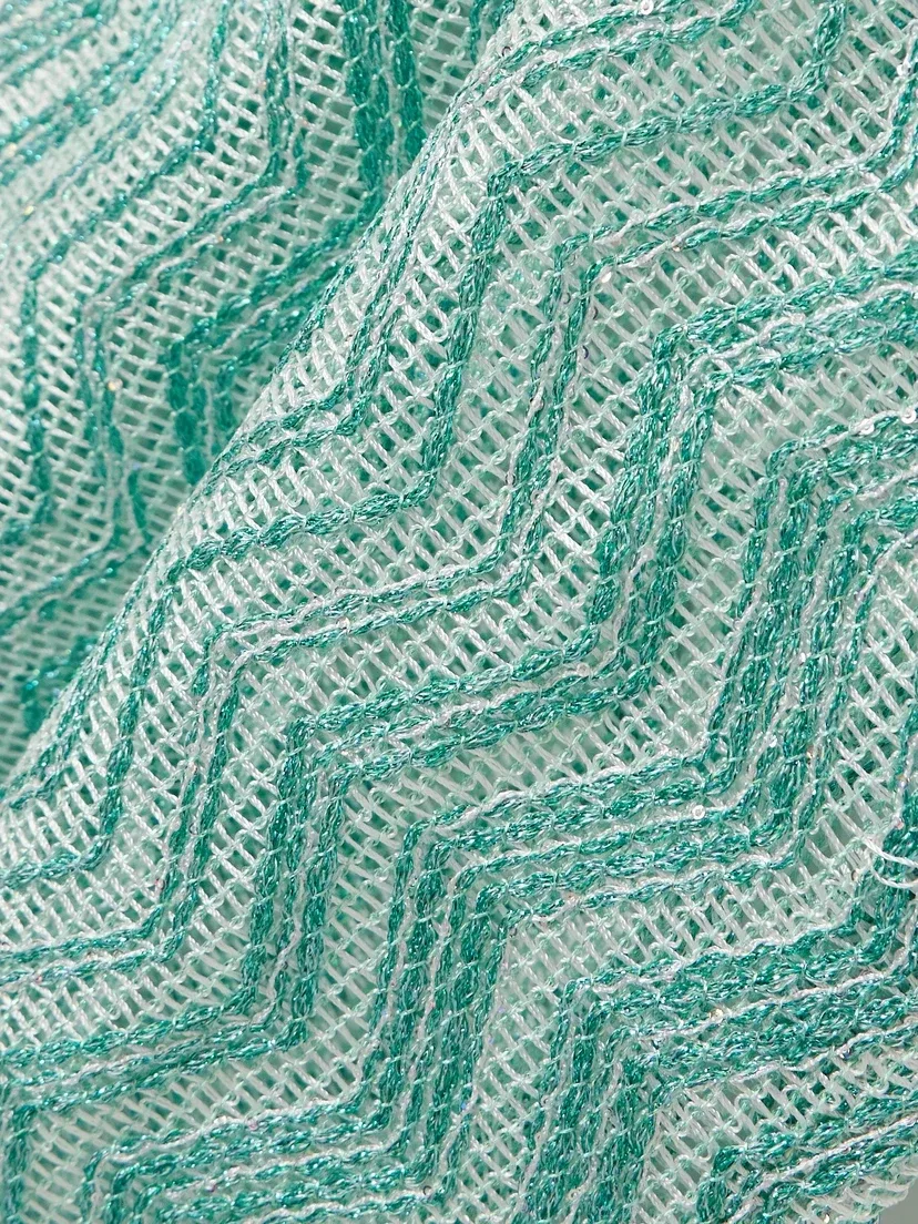 Полосатое металлическое вязаное крючком парео Missoni, синий — фото 4