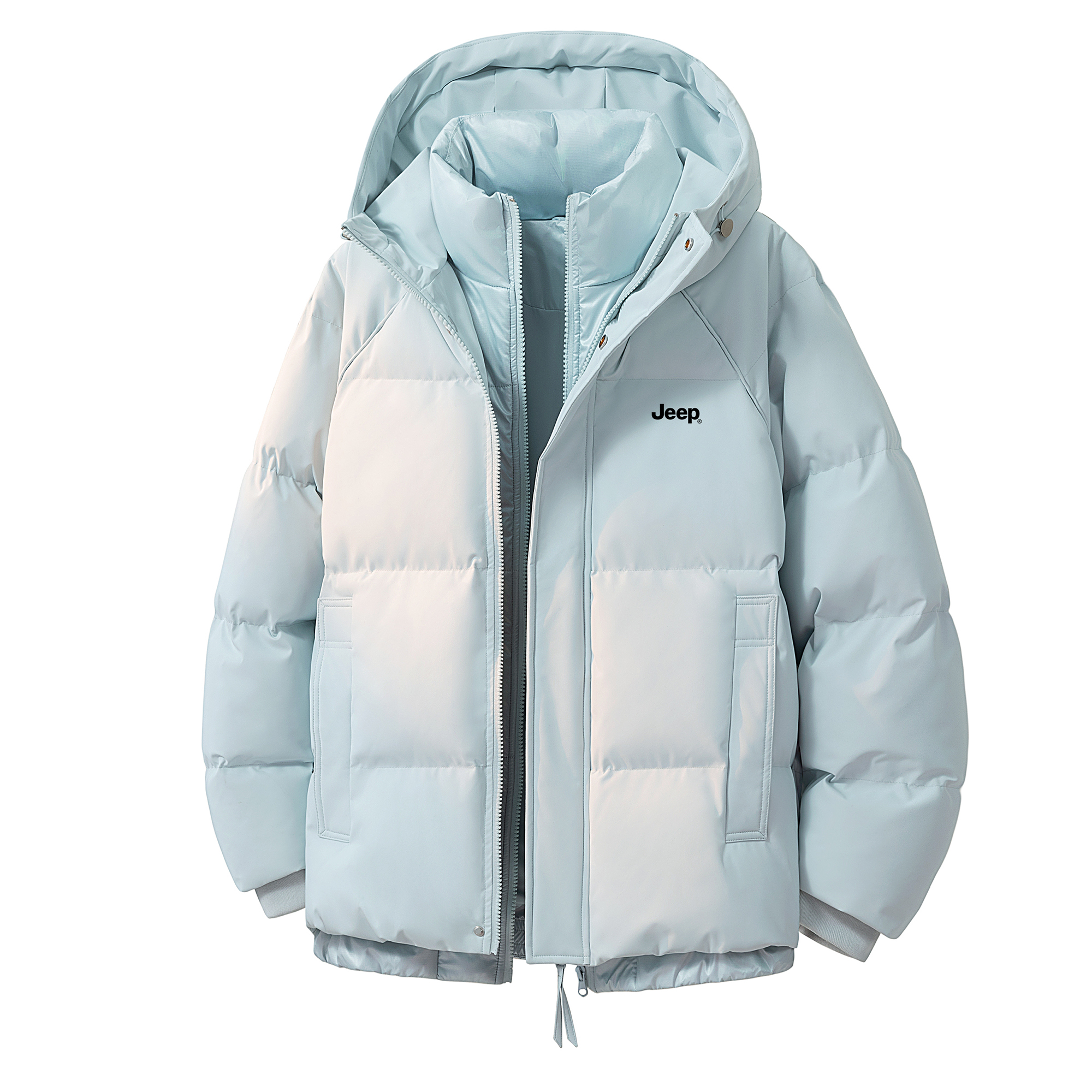 

Пуховик Unisex Turtleneck с подкладкой из флиса, стиль Mock Two Piece Jeep, pine feather синий