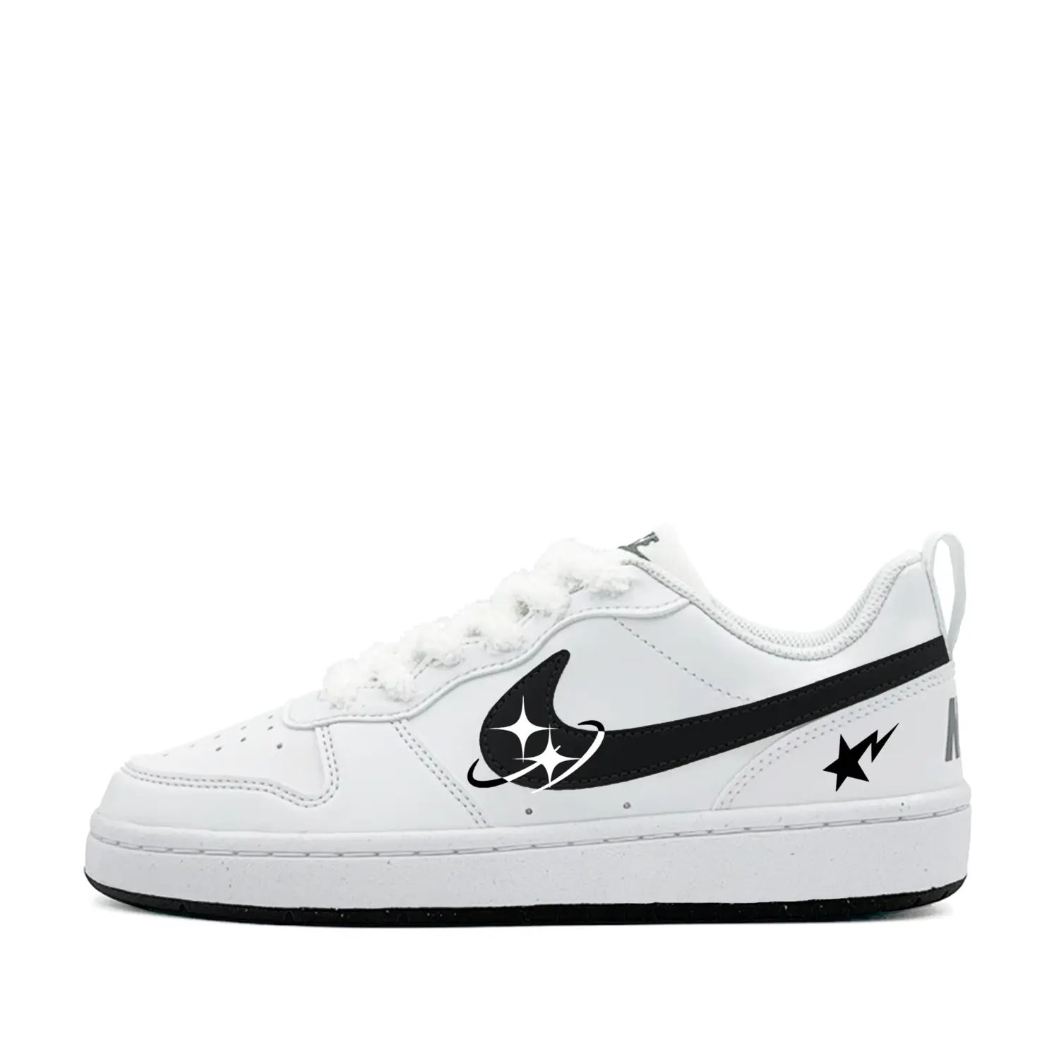 

Искусственная кожа Court Borough Sparkling Star, милый, минималистичный стиль, универсальный, модный, индивидуальный и стильный Nike, черный белый