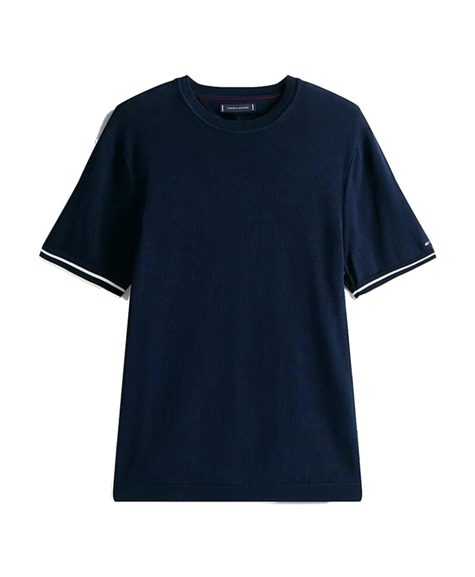 

Стильная повседневная футболка с контрастными манжетами Tommy Hilfiger, синий