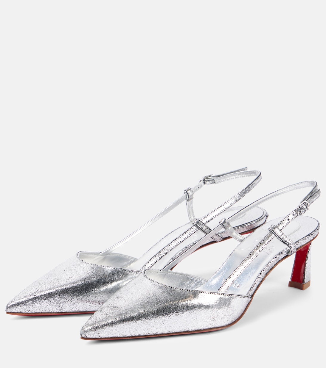 Condoroline 55 босоножки-лодочки на ремешке из металлизированной кожи Christian Louboutin, Silver/Lin Silver — фото 4