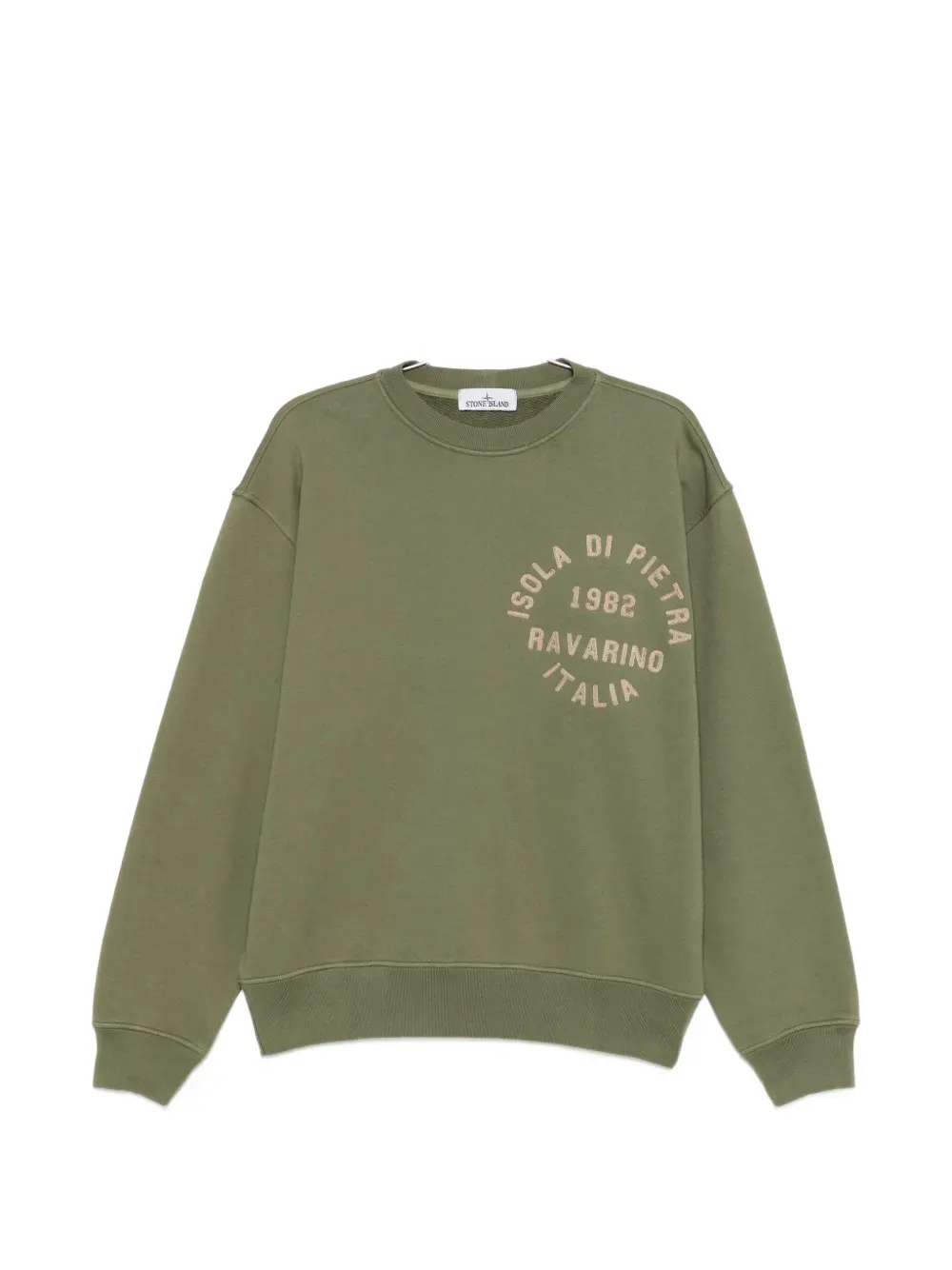 Свитшот с вышитым текстом Stone Island, зеленый