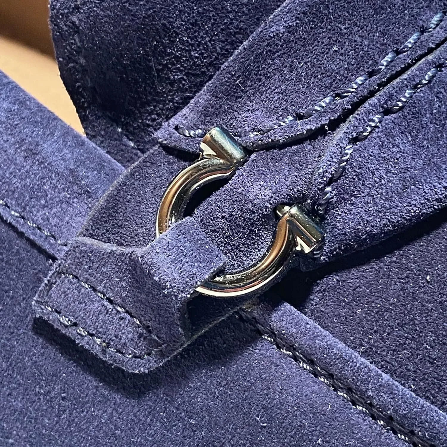 Лоферы из замши Salvatore Ferragamo, синие — фото 4