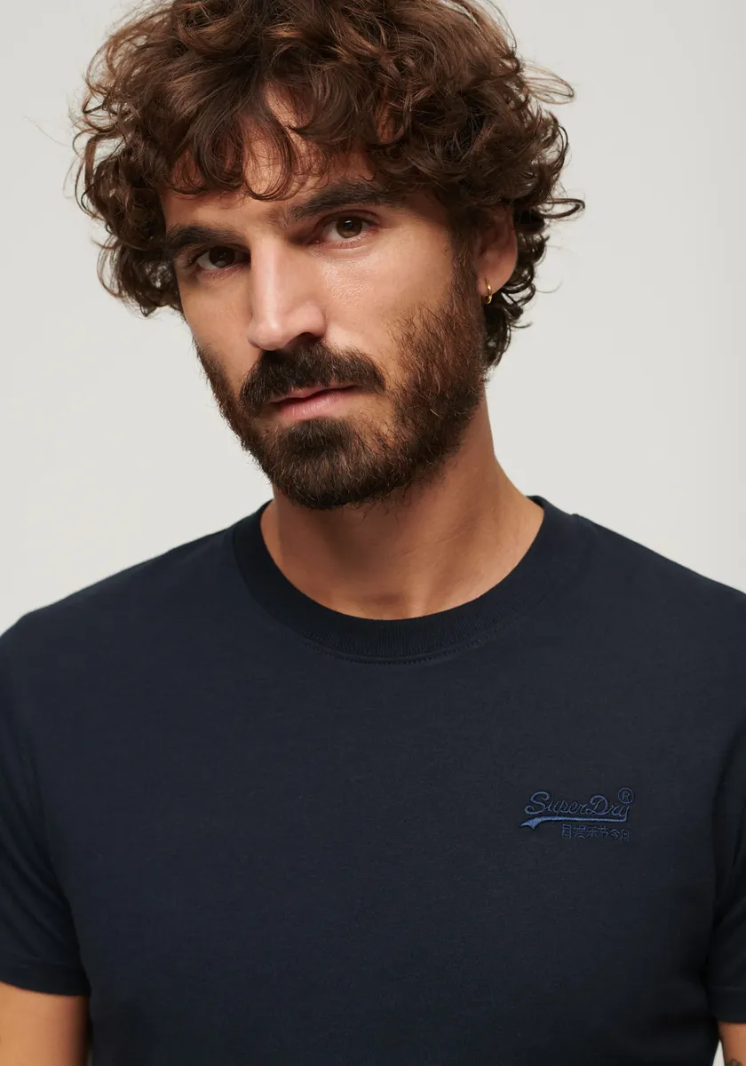 Рубашка с круглым вырезом Superdry "Vintage Logo Emb Te", цвет морской волны — фото 3
