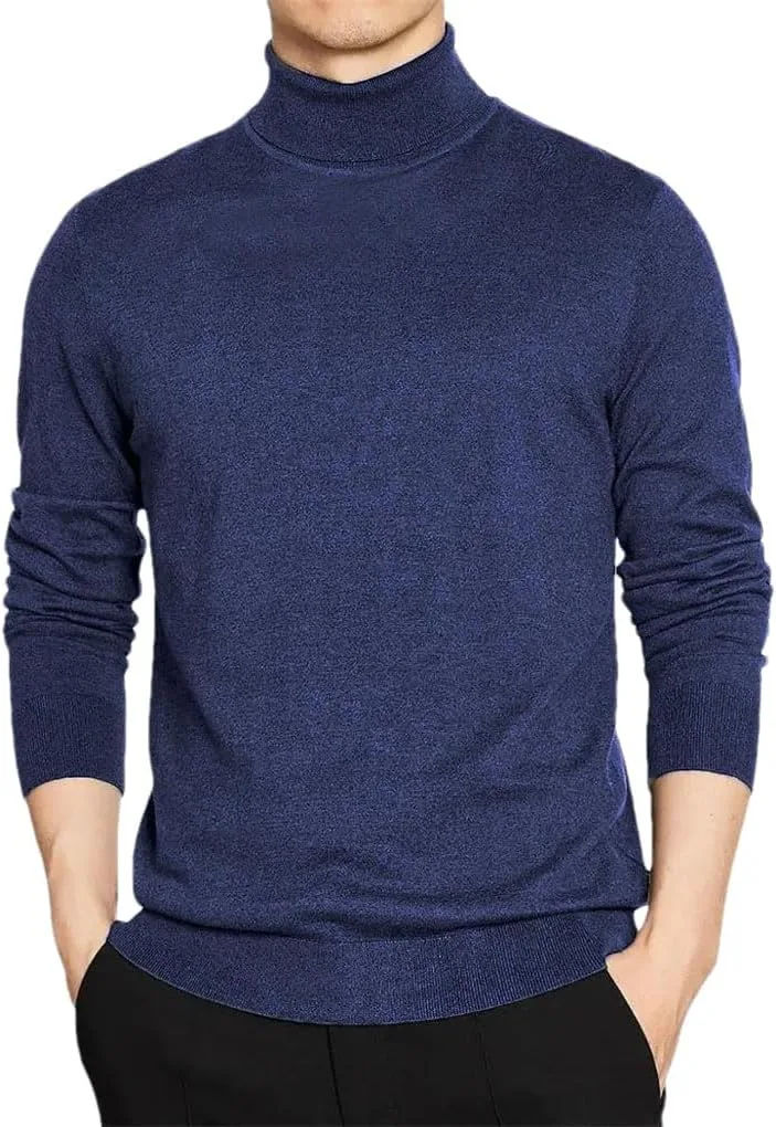 

Мужской базовый однотонный водолазный теплый свободный свитер