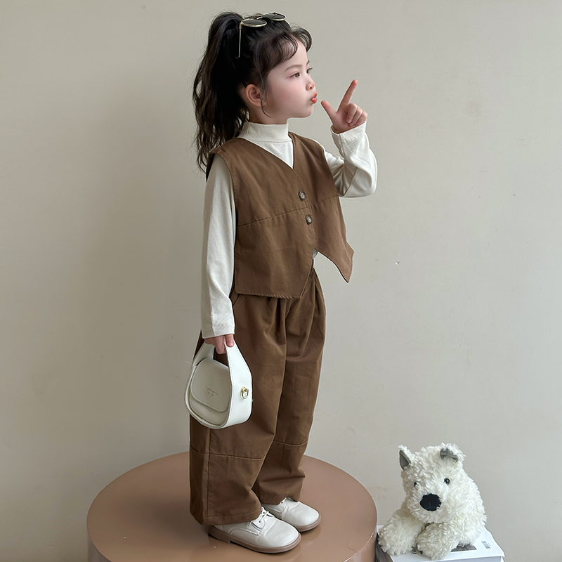 Детский комплект из двух предметов: юбка с лацканом, умеренно короткий PROTECTCAMEL, coffee — фото 4