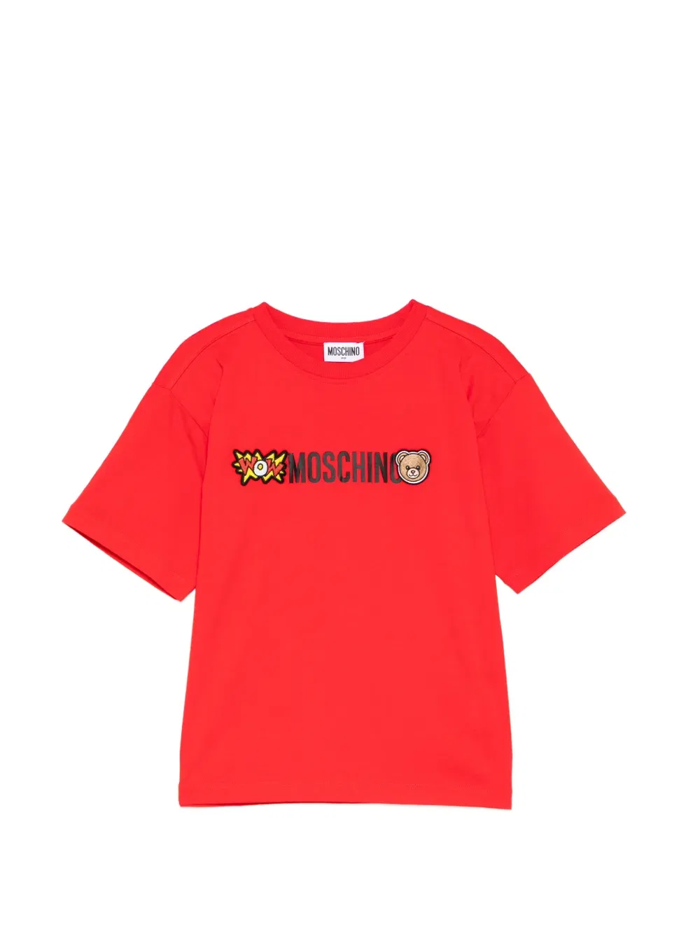 Футболка с короткими рукавами и нашивкой с логотипом Moschino Kids, красный