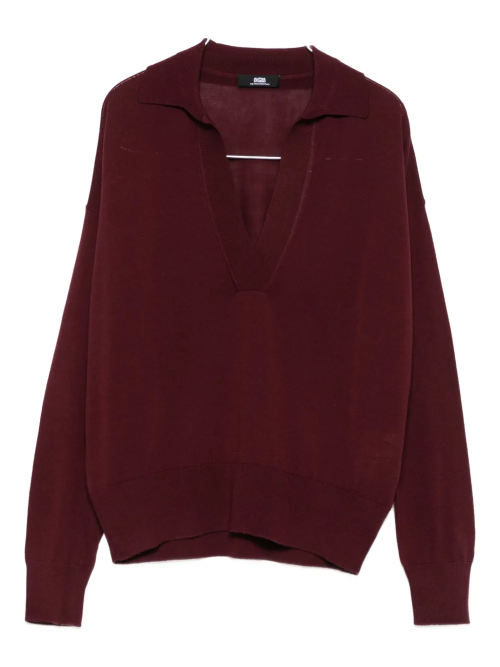 

Свитер с V-образным вырезом и воротником поло ALPHA STUDIO, красный