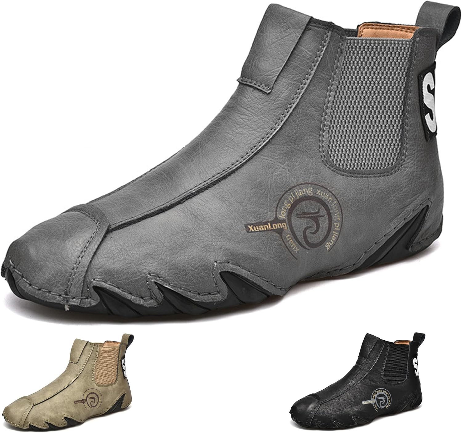 

DevilAngel Мужские повседневные ботинки Челси на осень и зиму 2022, теплые мягкие ботинки из кожи коровы на платформе с высокой голенью, новые большие итальянские ботинки на плоской подошве, серый