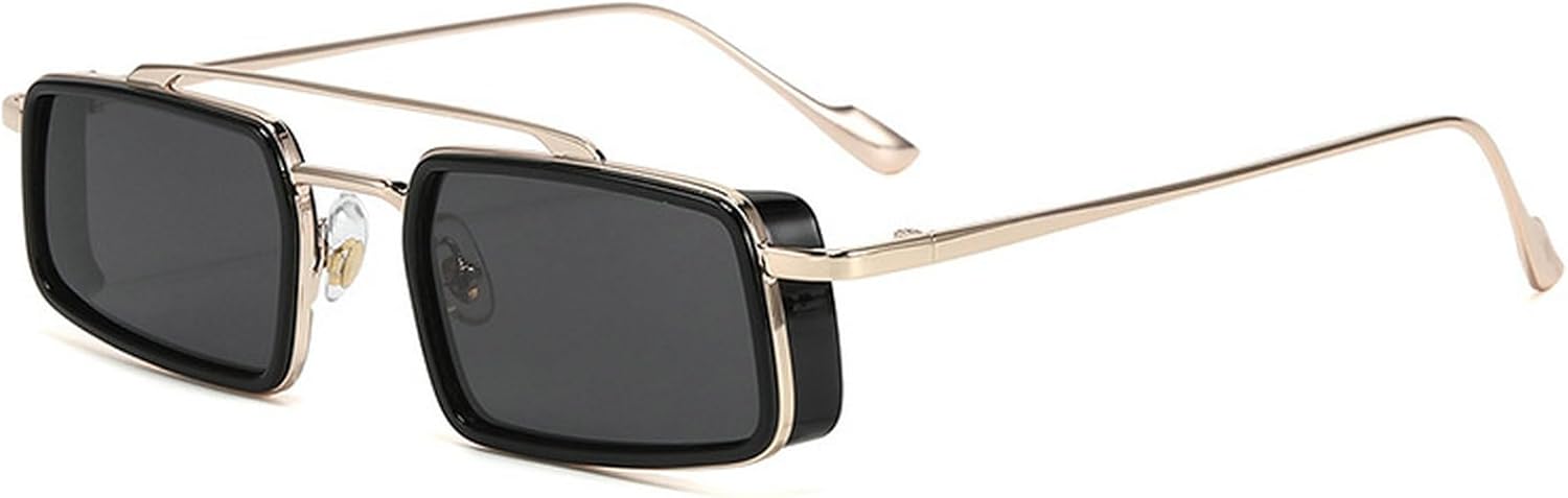 

Ретро-солнцезащитные очки с двойной перемычкой для женщин, прямоугольной формы, модные панк-очки, трендовые солнцезащитные очки для мужчин с защитой от УФ-излучения mincl, C5