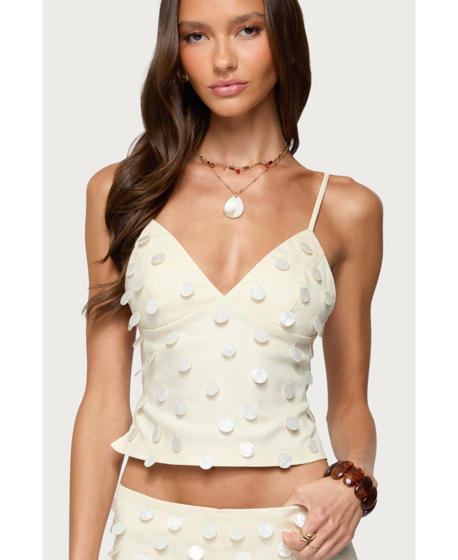 

Женский переливающийся топ без спинки Arielle Edikted, Cream