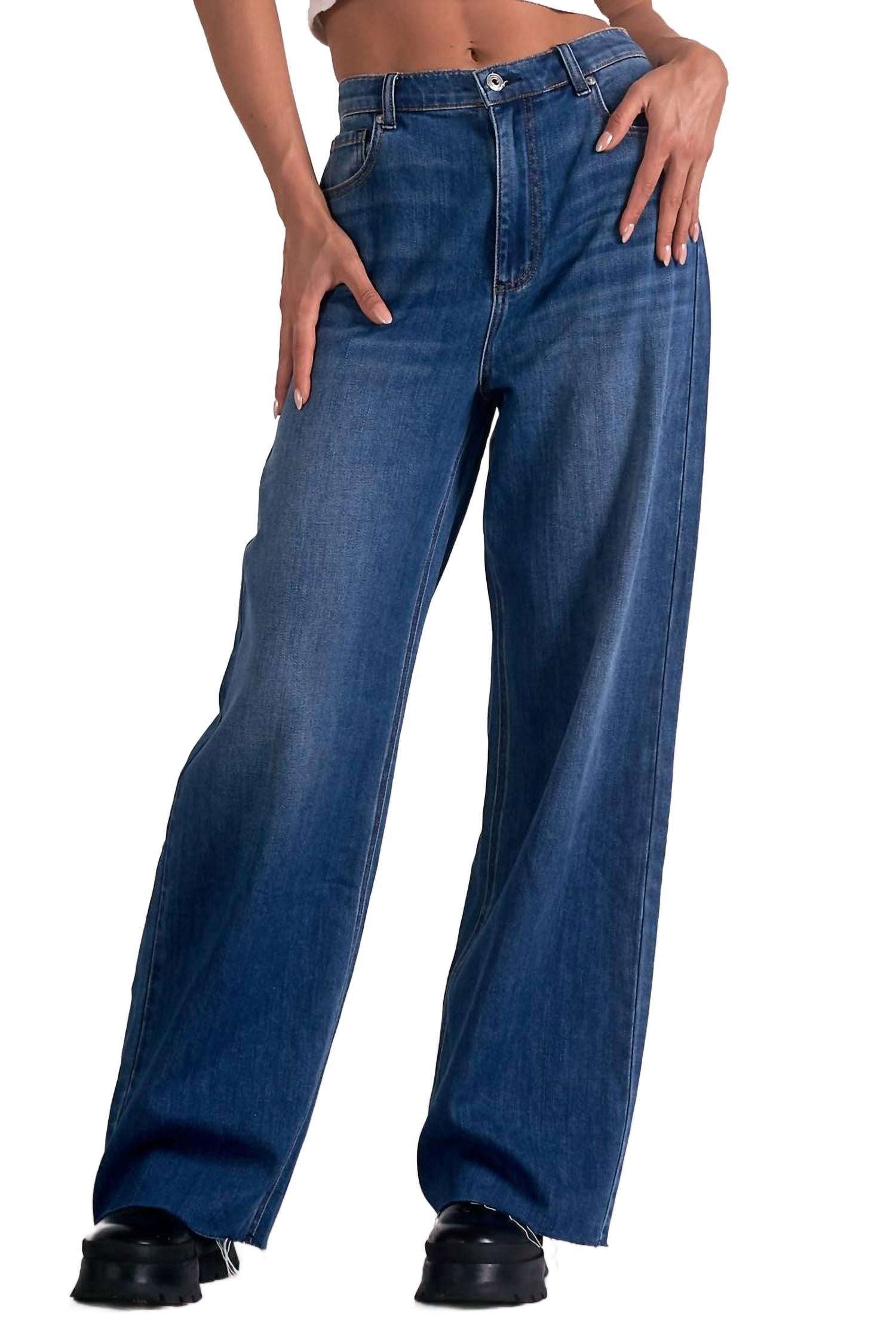 

Широкие джинсы в голубом оттенке ELAN