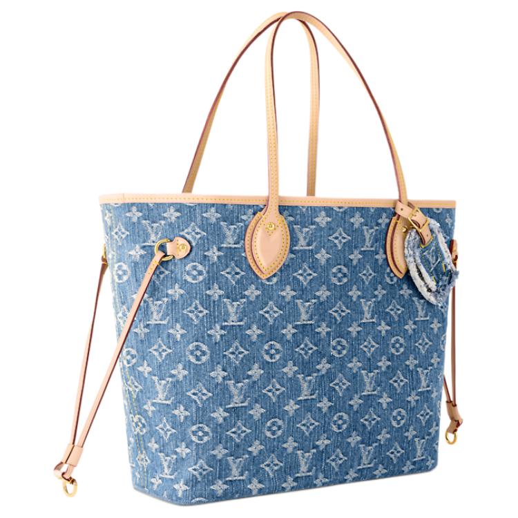 LOUIS VUITTON Неверфул джинсовая сумка через плечо средняя женская синяя — фото 2