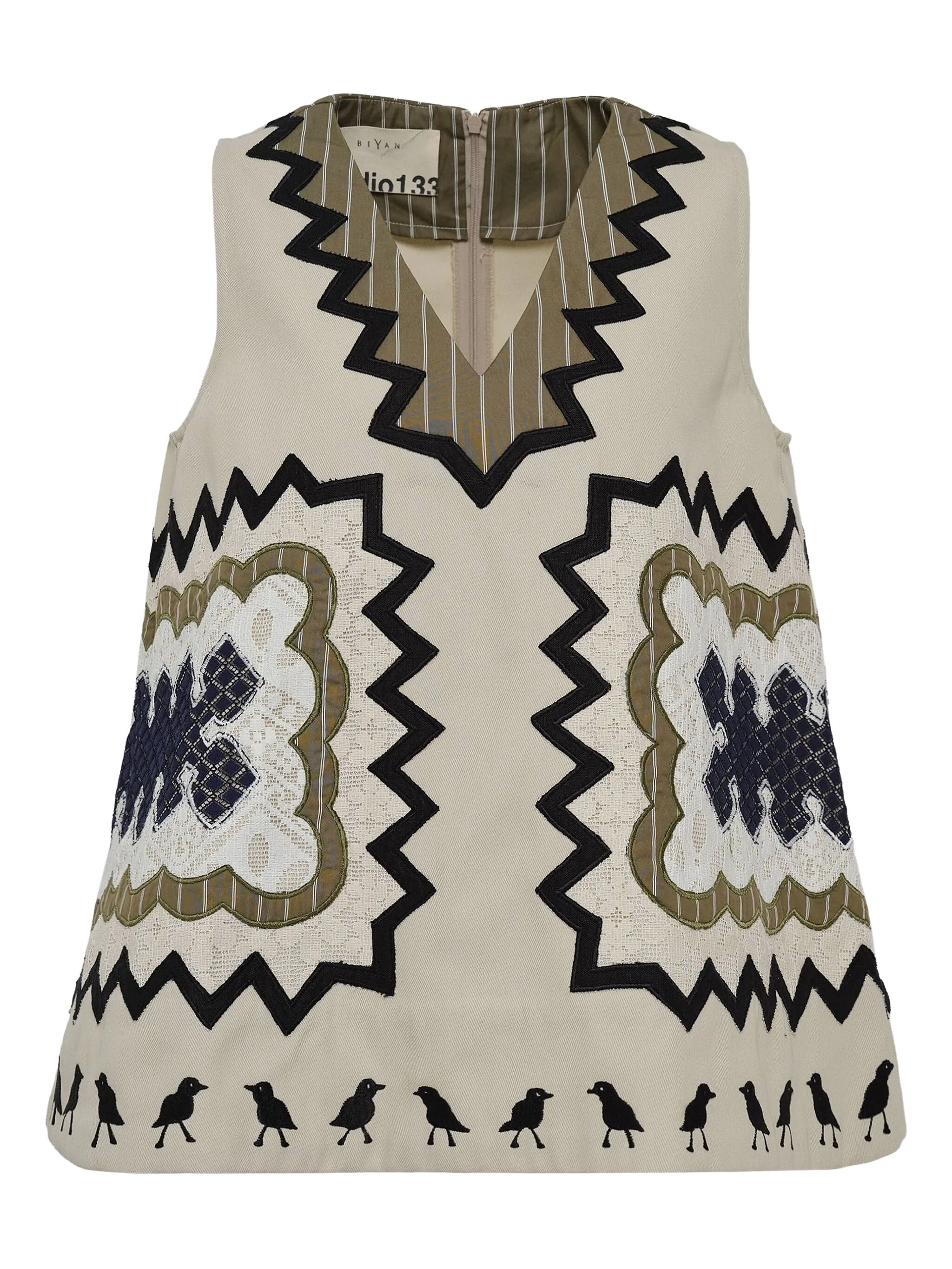 

Блузка с V-образным вырезом и вышивкой Biyan, бежевый