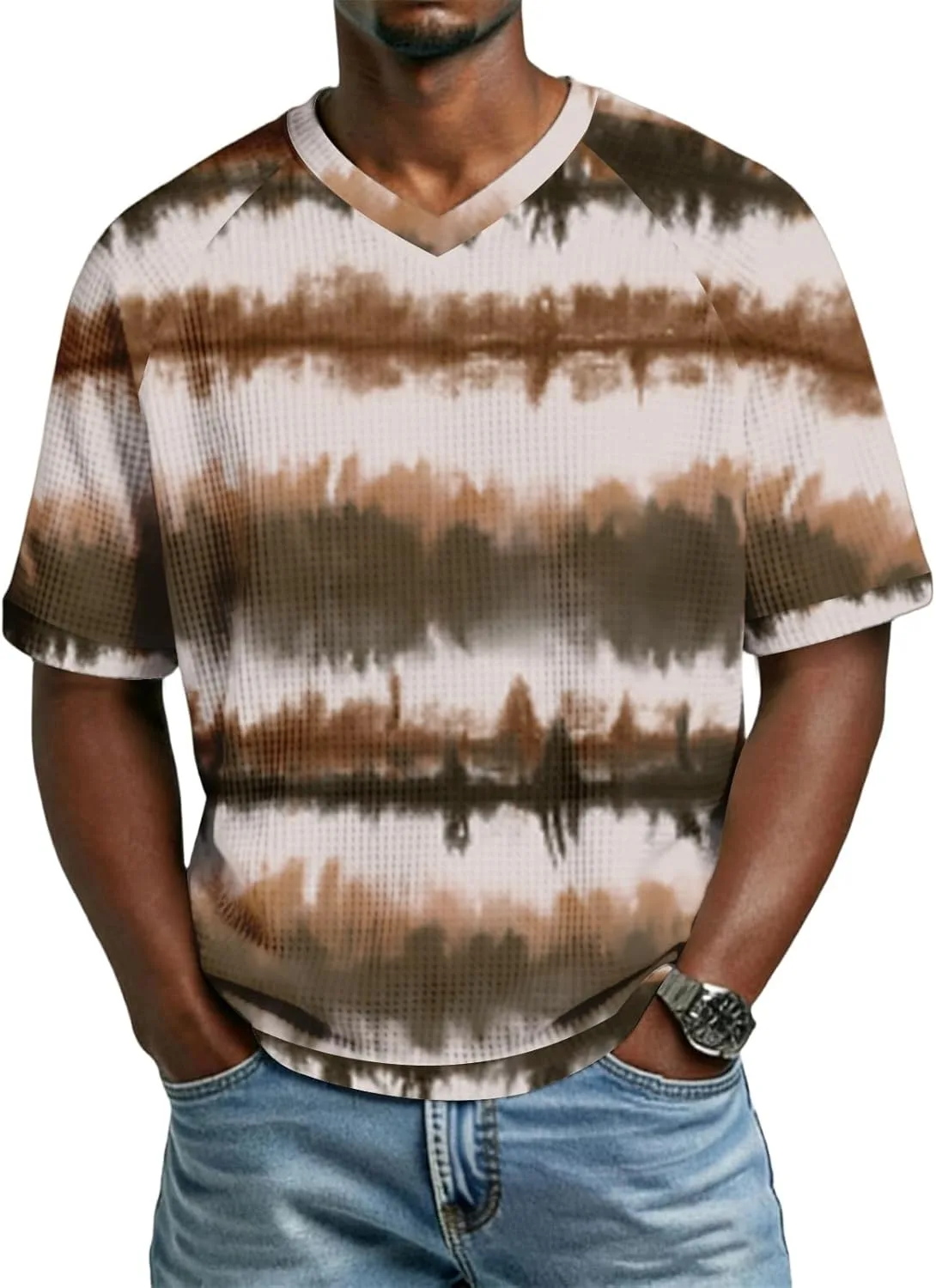 

WENKOMG1 мужская футболка Casual, V-образный вырез, короткий рукав, градиент